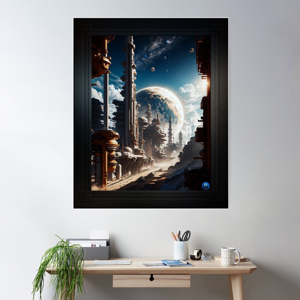 The Branicus Facility On The Planet Traecen Sci-Fantasy AI Concept Art by Xzendor7 Wall Decor Poster