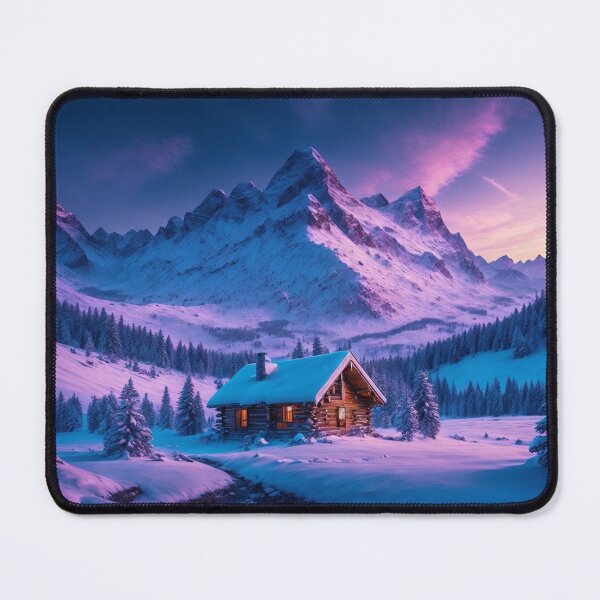 Item preview, Snowy Mountain Landscapes with a Cabin, Ai Generated Art designed and sold by AiGens.