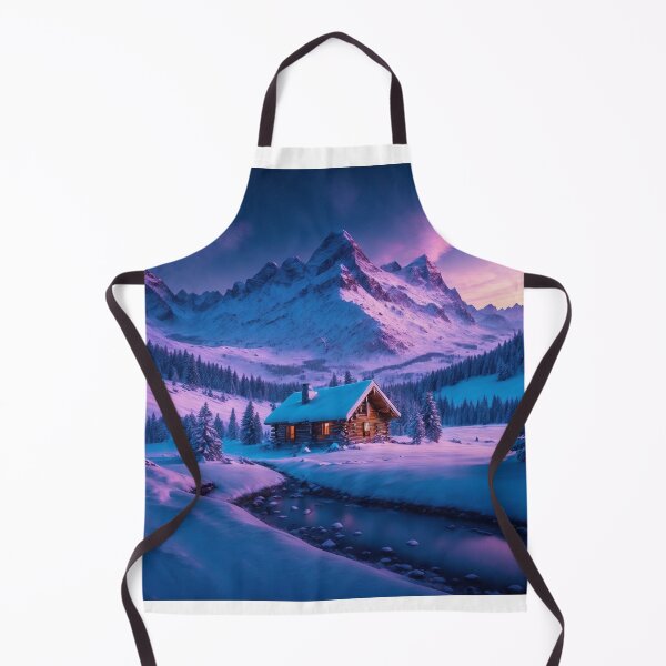 Item preview, Snowy Mountain Landscapes with a Cabin, Ai Generated Art designed and sold by AiGens.