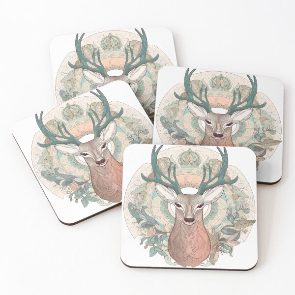 Item preview, Floral Enchantment: Floral Reverie: A Surreal Deer Head Embraced by Organic Forms designed and sold by PastelDelight.
