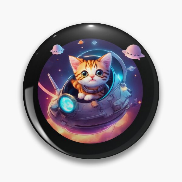 Item preview, CATRONAUT cute alien cat kitty kitten flying saucer spaceship funny martian  designed and sold by w1ckerman.