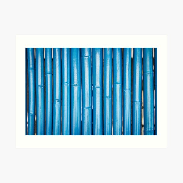 Blue bamboo canes background Art Print