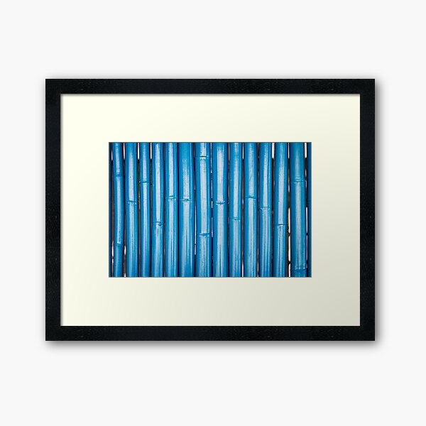 Blue bamboo canes background Framed Art Print