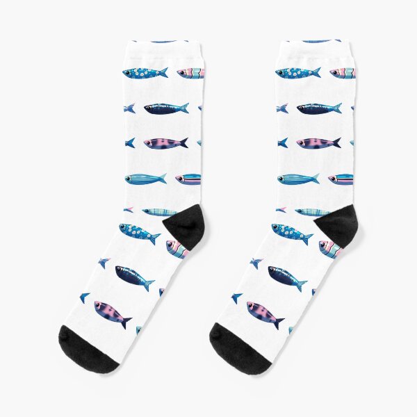 Colorful fish pink and blue pattern Socks
