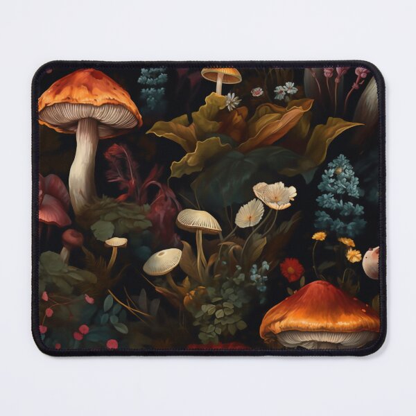 Item preview, Moody Shrooms and Blooms, Luxury Vintage Mushrooms Oil Painting designed and sold by Orianah.