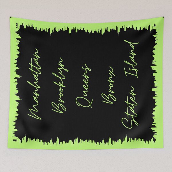 Item preview, NYC Skyline Aesthetic With 5 Boroughs - Lime Green designed and sold by PunjabanJatti.