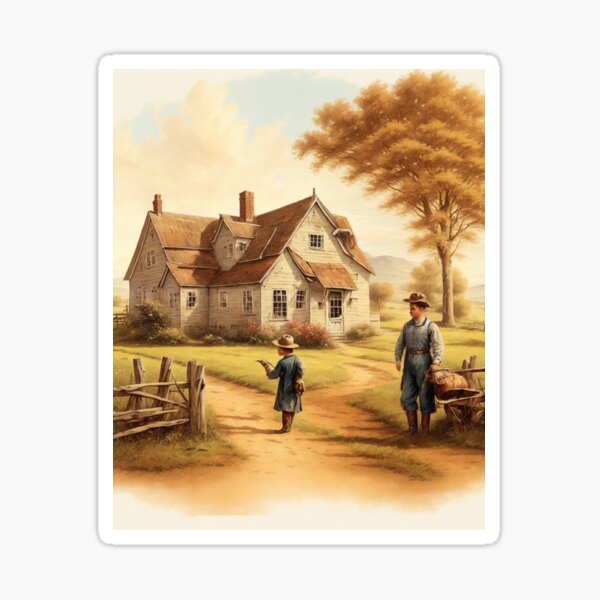 Item preview, Whispers of the Past: Family and Rural Tranquility Oil Painting designed and sold by CASUALURBAN.