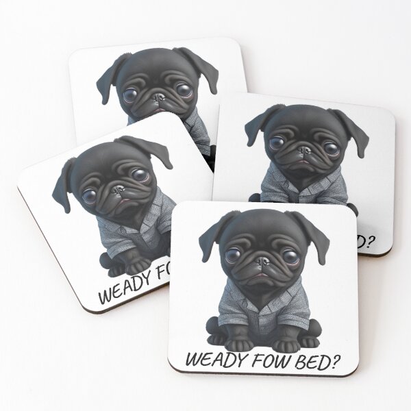 Item preview, Weady fow bed, cute black pug designed and sold by Rothnaric.