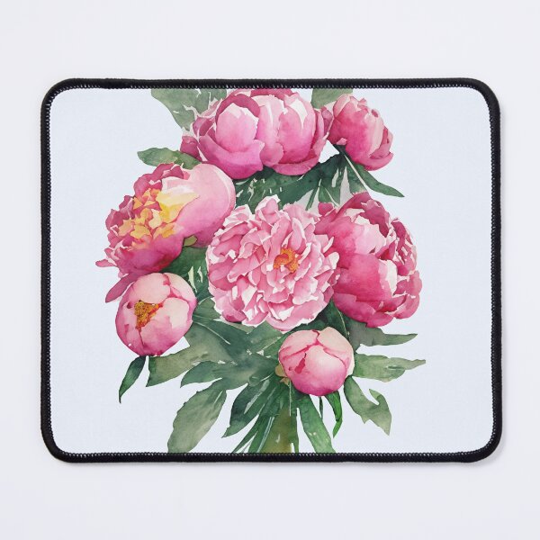 Aperçu de l'œuvre Pivoines roses à l'aquarelle créée et vendue par palmwooddesigns.