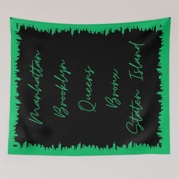 Item preview, NYC Skyline Aesthetic With 5 Boroughs - Green designed and sold by PunjabanJatti.