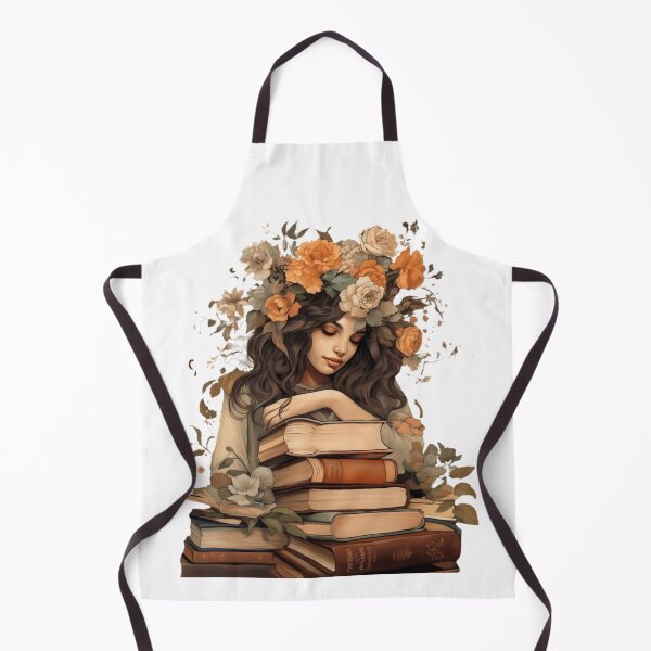 Item preview, mujer con flores y libros designed and sold by Counterbalance Dzigns.