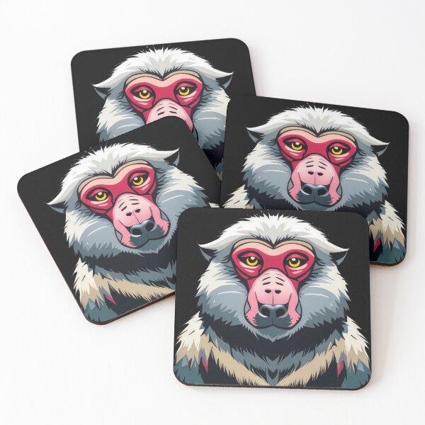 Item preview, Cartoon Baboon Portrait with Grey Fur and Pink Face Animal designed and sold by Just Art's Creations colinw2292@gmail.com.