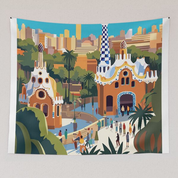 Item preview, Park Güell Barcelona - Spain Travel Print - TP014 designed and sold by StudioRedKoala.