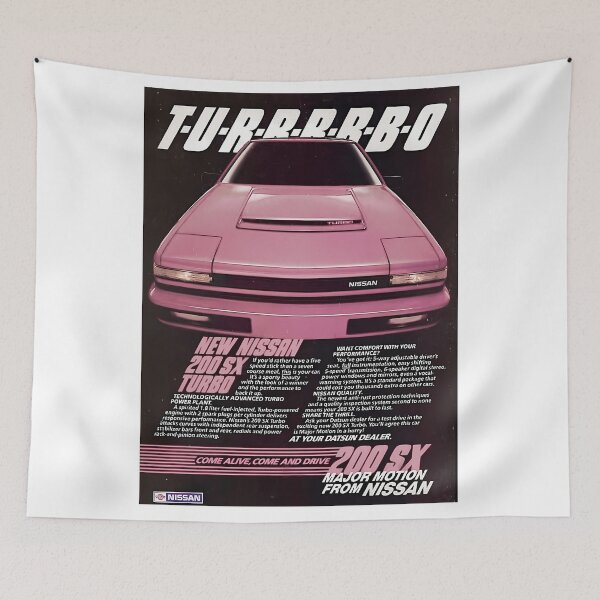 Item preview, Vintage Ad for Pink Nissan 200SX designed and sold by GarmentBlanche.