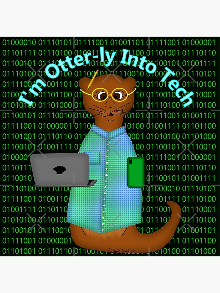 Thumbnail 4 of 4, Pillow, I'm Otter-ly Into Tech designed and sold by OliverTheOtter.