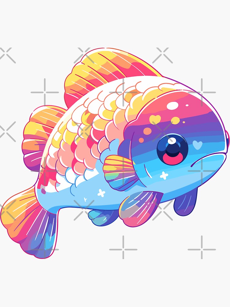 Beautiful fish stickers on colorful background for fishing lovers