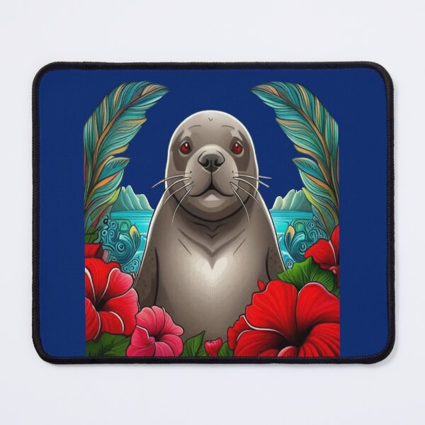 Item preview, Cartoon Tattoo Art Of Hawaiian Monk Seal With Hibiscus designed and sold by taiche.