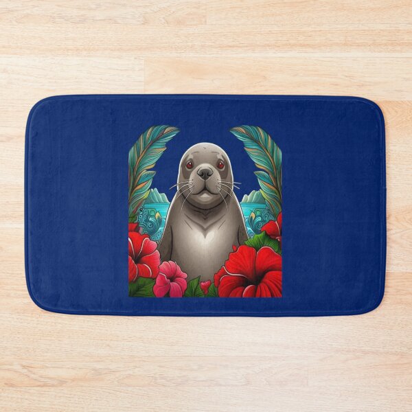 Item preview, Cartoon Tattoo Art Of Hawaiian Monk Seal With Hibiscus designed and sold by taiche.