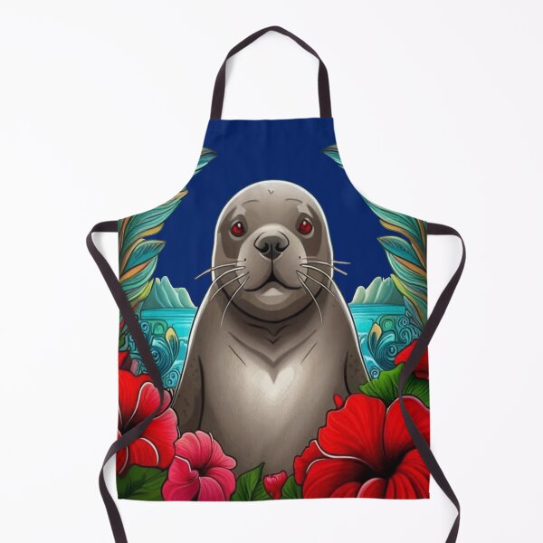 Item preview, Cartoon Tattoo Art Of Hawaiian Monk Seal With Hibiscus designed and sold by taiche.