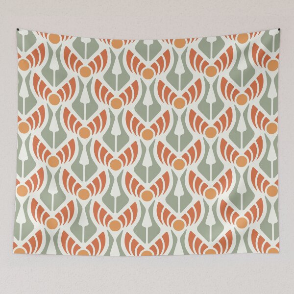 Item preview, KF 0040 F - Retro Vintage Flowers Minimalist 70s Modern Geometric Floral Pattern designed and sold by KhakiFinch.