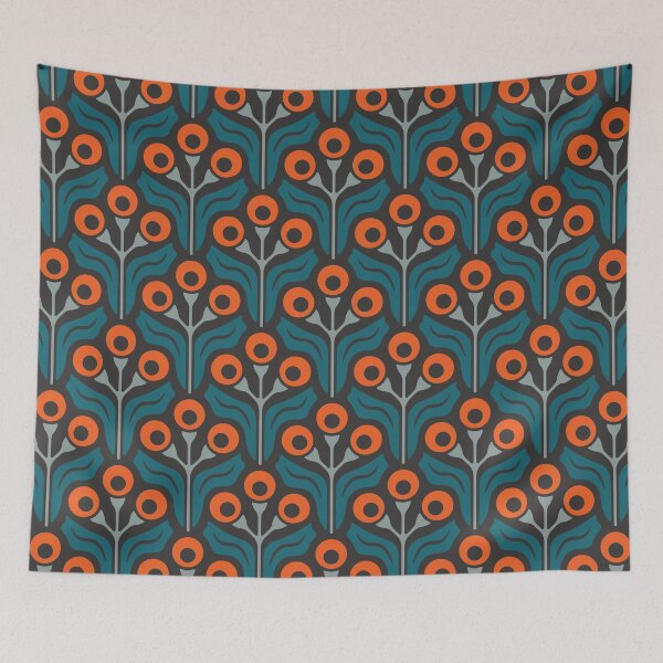 Item preview, KF 0041 E - Retro Vintage Flowers Minimalist 70s Modern Geometric Floral Pattern designed and sold by KhakiFinch.