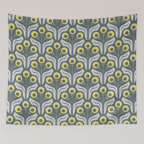 Item preview, KF 0041 F - Retro Vintage Flowers Minimalist 70s Modern Geometric Floral Pattern designed and sold by KhakiFinch.