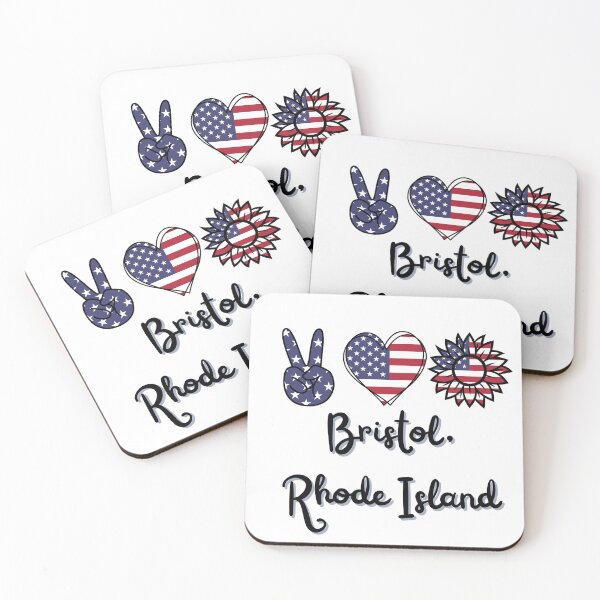 Item preview, Peace love and Bristol, RI 02809 red white and blue patriotic designed and sold by DigitalLuckyCat.