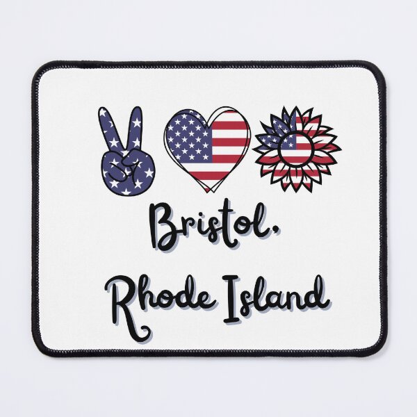 Item preview, Peace love and Bristol, RI 02809 red white and blue patriotic designed and sold by DigitalLuckyCat.
