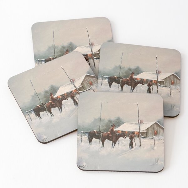 Item preview, Horse Barn in Snow Oil on Canvas designed and sold by GalleryDigitals.