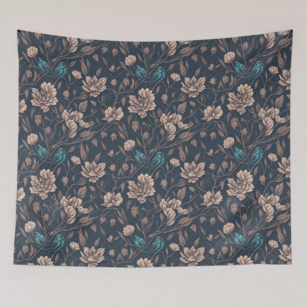 Item preview, Dark Symmetrical Depictions of Flowers and Eastern bluebird designed and sold by CASUALURBAN.
