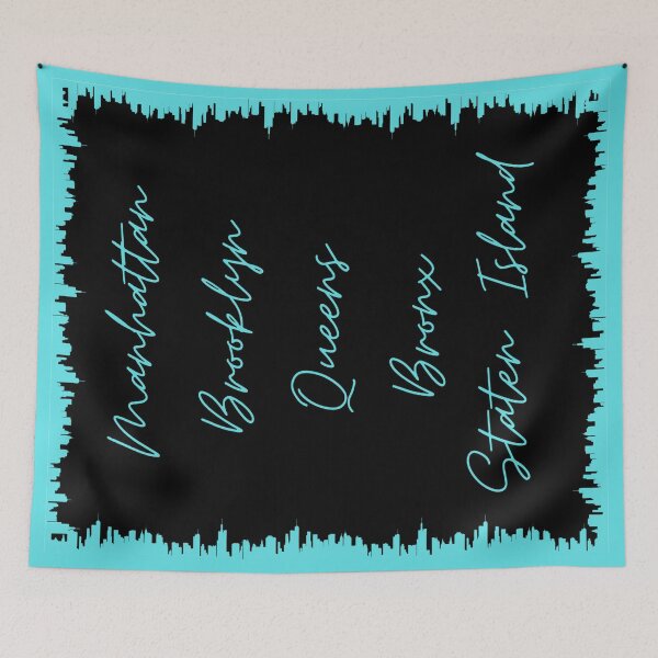 Item preview, NYC Skyline Aesthetic With 5 Boroughs - Turquoise designed and sold by PunjabanJatti.