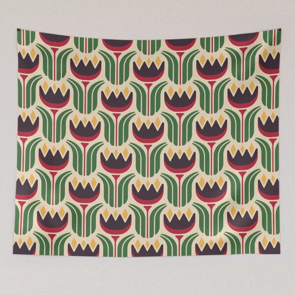 Item preview, KF 0043 C - Retro Vintage Tulip Flower Minimalist 70s Modern Geometric Floral Pattern designed and sold by KhakiFinch.