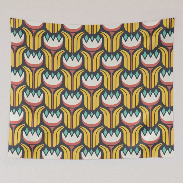 Item preview, KF 0043 D - Retro Vintage Tulip Flower Minimalist 70s Modern Geometric Floral Pattern designed and sold by KhakiFinch.