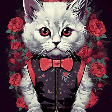 CUTE KITTEN WEARING GUCCI AND LUXURY BRANDS. Sticker for Sale by