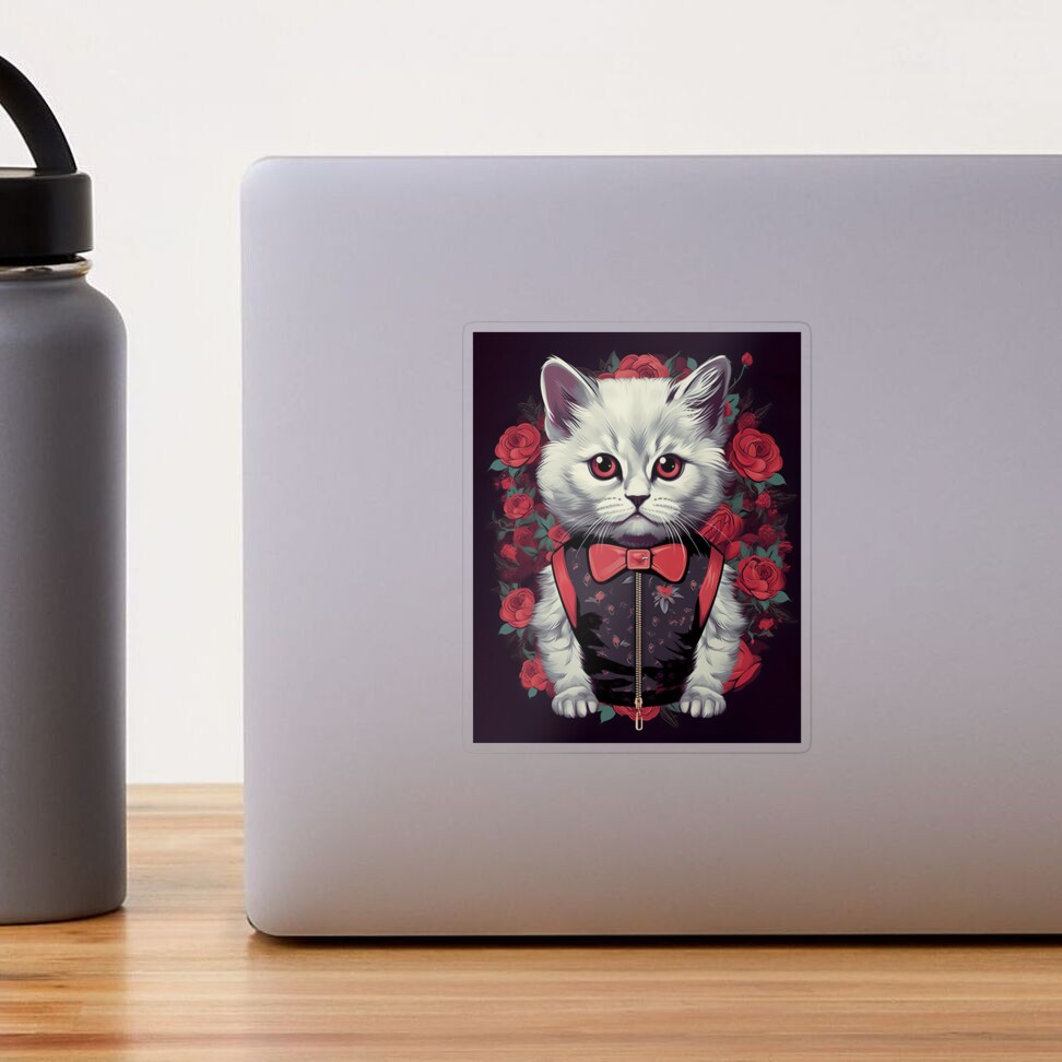 CUTE KITTEN WEARING GUCCI AND LUXURY BRANDS. Sticker for Sale by