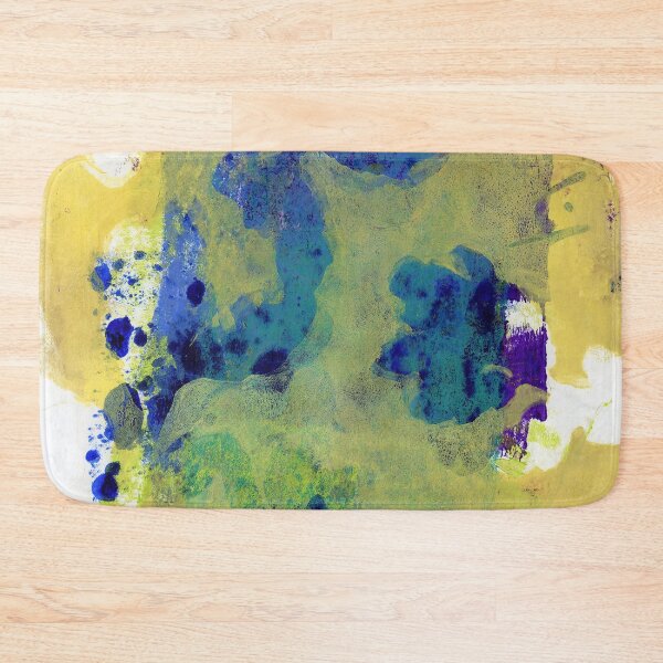 Item preview, Abstract Blue Yellow Oak Tree Leaves Pulled Painting Print designed and sold by JoanneHerrmann.