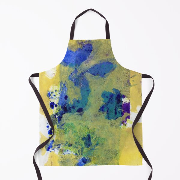 Item preview, Abstract Blue Yellow Oak Tree Leaves Pulled Painting Print designed and sold by JoanneHerrmann.