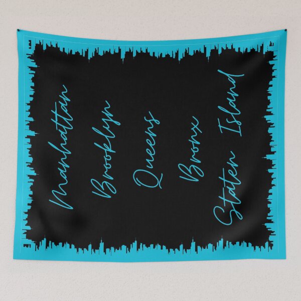 Item preview, NYC Skyline Aesthetic With 5 Boroughs - Aqua Blue designed and sold by PunjabanJatti.