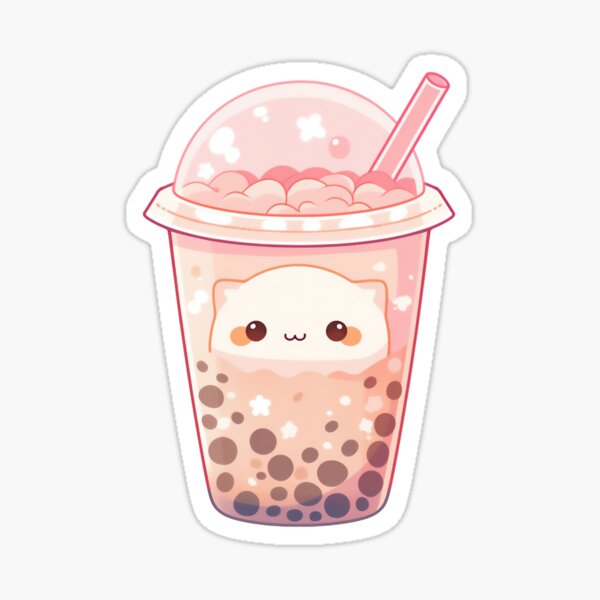 Boba milk tea with glasses Sticker for Sale by c4k5llc