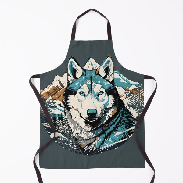 Item preview, Siberian Husky dog with mountains in the background in a winter setting. designed and sold by Hisirdoux.