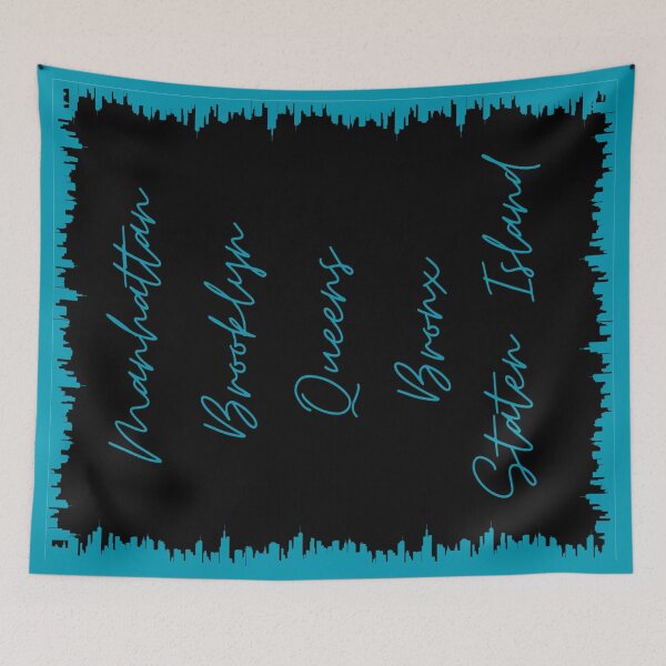 Item preview, NYC Skyline Aesthetic With 5 Boroughs - Teal designed and sold by PunjabanJatti.