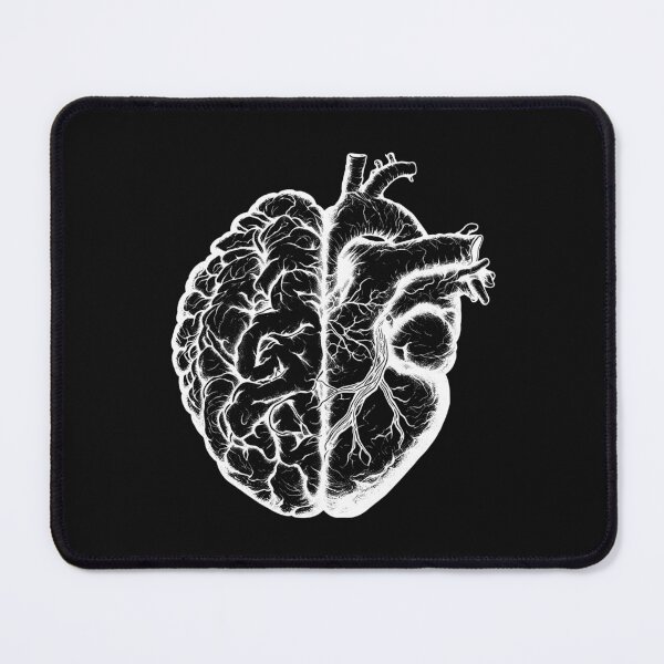 Item preview, half brain half heart, brain or heart and feeling, human heart and brain total white designed and sold by Collagedream.