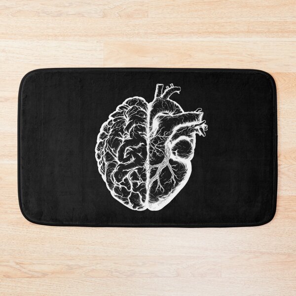 Item preview, half brain half heart, brain or heart and feeling, human heart and brain total white designed and sold by Collagedream.