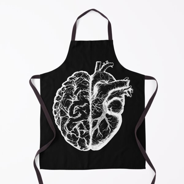 Item preview, half brain half heart, brain or heart and feeling, human heart and brain total white designed and sold by Collagedream.