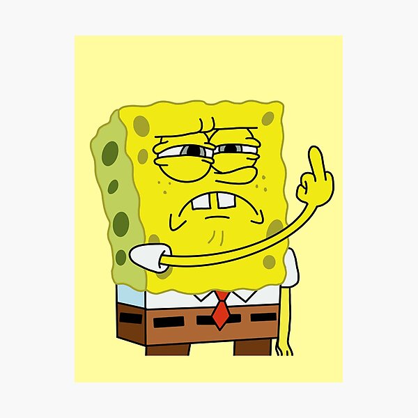 Vista previa del artículo con la obra «Bob Esponja Meme Dedo medio», diseñado y vendido por Things by Rae.