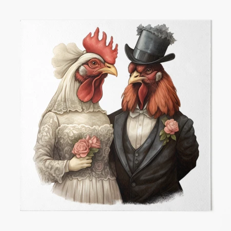 Une poule & un coq en fer forgé patiné jaune - Le palais des bricoles