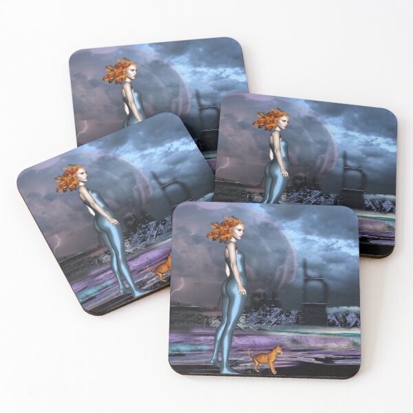Item preview, Purple Moon, Orange Haired Girl With Orange Cat designed and sold by Patricia Brown.