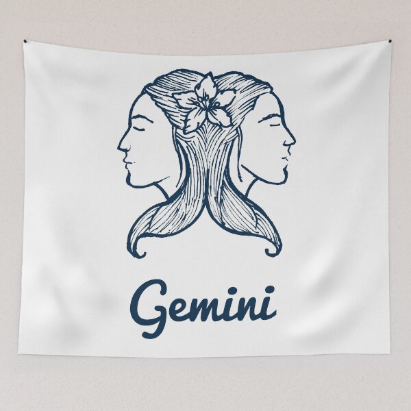 Item preview, Gemini Zodiac Horoscope Two Women Faces with Flower Sign and Name designed and sold by activlifewear.