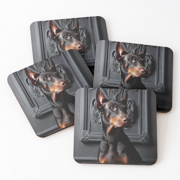 Item preview, Portrait of beautiful Dobermann on dark victorian interior background  designed and sold by Reinvention.