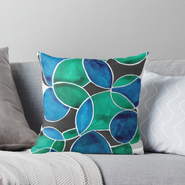 Item preview, Watercolor geometric green blue circles designed and sold by InspiringLines.